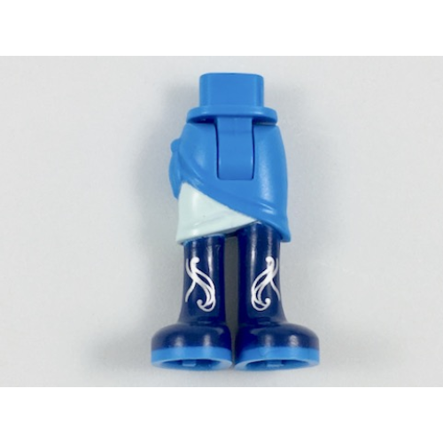 Деталь LEGO 11244c00pb12 Mini Doll Hips and Skirt Wrap with Light Aqua Layer, Dark Blue Long Boots with Dark Azure Soles and Silver Filigree Pattern - Thick Hinge