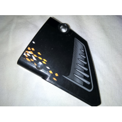 Technic, Panel Fairing #13 Large Short Smooth, Side A with Air Intake and White and Orange Rhombuses Pattern (Sticker) - Set 9398 Technic, Panel Fairing #13 Large Short Smooth, Side A with Air Intake and White and Orange Rhombuses Pattern (Sticker) - Set 9398