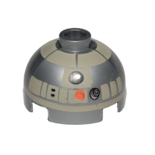 Деталь LEGO 553pb020 Brick, Round 2 x 2 Dome Top with Tan Pattern (Astromech Droid)