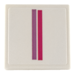Road Sign 2 x 2 Square with Open O Clip with Medium Lavender and Magenta Letter I (2 Stripes) Pattern (Sticker) - Set 41732