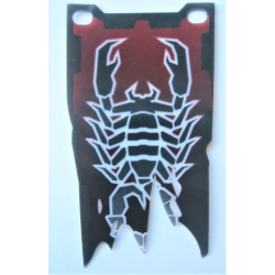 Plastic Part for Sets 8802, 8874, 8876 and 8877 - Black and Dark Red Flag with Long Tatters with Scorpion Pattern