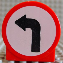 Duplo, Brick 1 x 2 x 2 Round Top with Black Left Turn Arrow on White Background Pattern Duplo, Brick 1 x 2 x 2 Round Top with Black Left Turn Arrow on White Background Pattern