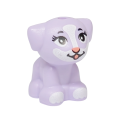 Dog, Friends Style, Puppy, Standing, Small with White Muzzle and Paws, Black Eyes, Eyelashes and Eyebrows, Coral Nose and Tongue Pattern (Disney Creampuff)
