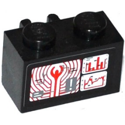 Brick, Modified 1 x 2 with Open O Clip Vertical with Graphs, Staff and Exclamation Mark on Screens Pattern (Sticker) - Set 76041 Brick, Modified 1 x 2 with Open O Clip Vertical with Graphs, Staff and Exclamation Mark on Screens Pattern (Sticker) - Set 76041