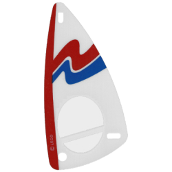Plastic Triangle 6 x 12 Sail with Red and Blue Wavy Stripes on White Background Pattern