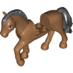 Horse, Friends Style with 2 x 2 Cutout and Movable Neck with Fixed Flexible Rubber Black Tail and Roached Mane with Black Eyes Pattern