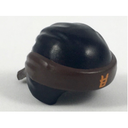 Minifigure, Headgear Ninjago Wrap Type 3 with Molded Dark Brown Bandana and Knot and Printed Orange Ninjago Logogram Letter E Pattern