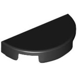 Tile, Round 1 x 2 Half - Black
