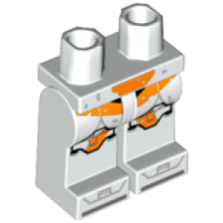 Hips and Legs with SW Clone Trooper Armor, Orange Knee Pads and Markings, and Light Bluish Gray Lines and Spots Pattern Hips and Legs with SW Clone Trooper Armor, Orange Knee Pads and Markings, and Light Bluish Gray Lines and Spots Pattern