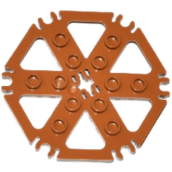 Technic, Plate Rotor 6 Blade with Clip Ends Connected (Water Wheel) - Hollow Studs - Medium Nougat