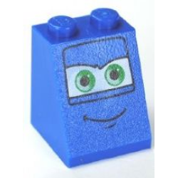 Slope 65 2 x 2 x 2 with Bottom Tube with Green Eyes on White Background and Smile Pattern 1 Slope 65 2 x 2 x 2 with Bottom Tube with Green Eyes on White Background and Smile Pattern 1