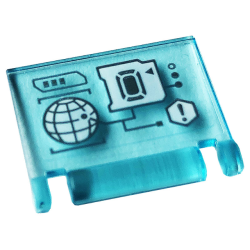 Minifigure, Utensil Book Cover with Display, Exclamation Mark in Hexagon, Wire Frame Planet Pattern (Sticker) - Set 76166