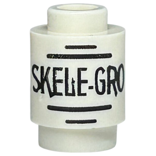 Деталь LEGO 3062pb071 Brick, Round 1 x 1 with Black 'SKELE-GRO' and Lines Pattern