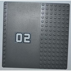 Baseplate, Road 16 x 16 with White '02' in Middle Pattern (Sticker) - Set 7945