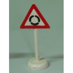 Road Sign with Post, Triangle with Roundabout Pattern - Single Piece Unit