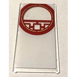 Glass for Window 1 x 4 x 6 with Red and Gold Circle and Geometric Frame on Translucent White Background Pattern (Sticker) - Set 70670