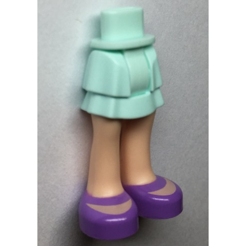 Деталь LEGO 92250c00pb21 Mini Doll Hips and Skirt Layered, Light Nougat Legs and Medium Lavender Shoes with Open Fronts Pattern - Thick Hinge