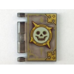 Minifigure, Utensil Book Cover with Gold Circle with Spikes, White Smiling Skull, Dark Tan Highlights Pattern (Nexo Knights Book of Chaos)