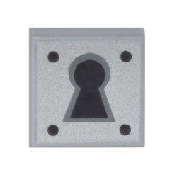 Tile 1 x 1 with Black Keyhole and 4 Dots on Silver Background Pattern Tile 1 x 1 with Black Keyhole and 4 Dots on Silver Background Pattern