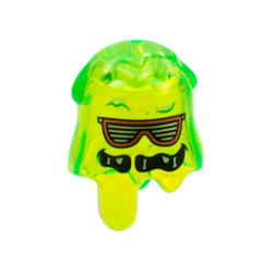 Minifigure, Headgear Head Cover, Slime with Orange Sunglasses, Silver Striped Lenses, Black Mouth Pattern Minifigure, Headgear Head Cover, Slime with Orange Sunglasses, Silver Striped Lenses, Black Mouth Pattern