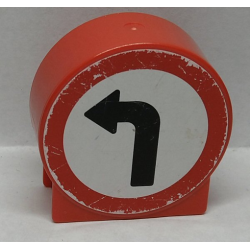 Duplo, Brick 1 x 2 x 2 Round Top with Black Left Turn Arrow on White Background Pattern (Sticker) - Sets 9207 / 9211 Duplo, Brick 1 x 2 x 2 Round Top with Black Left Turn Arrow on White Background Pattern (Sticker) - Sets 9207 / 9211