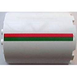 Cylinder Half 3 x 6 x 6 with 1 x 2 Cutout with Red and Green Stripes Pattern Model Left Side (Sticker) - Set 7939 Cylinder Half 3 x 6 x 6 with 1 x 2 Cutout with Red and Green Stripes Pattern Model Left Side (Sticker) - Set 7939