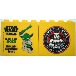 Brick 2 x 4 x 3 with Legoland Deutschland Resort Star Wars 30. Mai - 2. Juni 2013, 501st Legion Logo on Reverse Pattern Brick 2 x 4 x 3 with Legoland Deutschland Resort Star Wars 30. Mai - 2. Juni 2013, 501st Legion Logo on Reverse Pattern