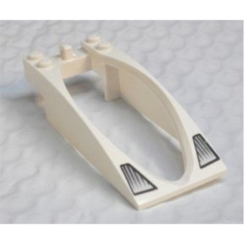 Деталь LEGO 47843pb04 Windscreen 10 x 4 x 2 Curved with Bubble Cutout with Headlights Pattern (Stickers) - Set 7647