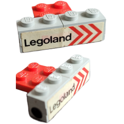 Stickered Assembly 4 x 3 x 1 with 'Legoland' and Red Chevrons on Side and Black Dot Pattern on Both Ends Model Right Side (Stickers) - Set 687 - 2 Plate 1 x 1, 4 Plate 1 x 2, 1 Plate 2 x 3 Stickered Assembly 4 x 3 x 1 with 'Legoland' and Red Chevrons on Side and Black Dot Pattern on Both Ends Model Right Side (Stickers) - Set 687 - 2 Plate 1 x 1, 4 Plate 1 x 2, 1 Plate 2 x 3