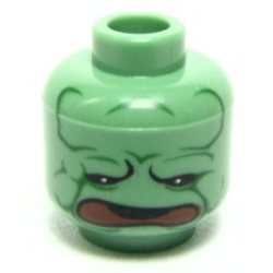 Minifigure, Head Alien with HP Mandrake Plant Face, Red Mouth Pattern