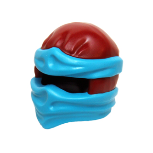 Деталь LEGO 19857pb06 Minifigure, Headgear Ninjago Wrap Type 2 with Molded Dark Azure Wraps and Knot Pattern