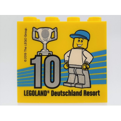 Brick 2 x 4 x 3 with Besuchsmeister 10 Silver 2019 Legoland Deutschland Resort Pattern