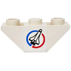 Slope, Inverted 45 3 x 1 Double with Space Shuttle in Blue and Red Circle (Launch Command Logo) Pattern Right (Sticker) - Set 6336