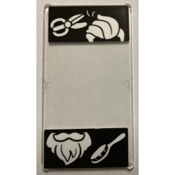 Glass for Window 1 x 4 x 6 with White Scissors, Hair, Beard and Brush on Black Background Pattern (Stickers) - Set 60380