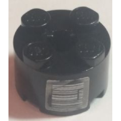 Деталь LEGO 3941pb14 Brick, Round 2 x 2 with Axle Hole with Barcode and Binary Pattern (Sticker) - Set 7702