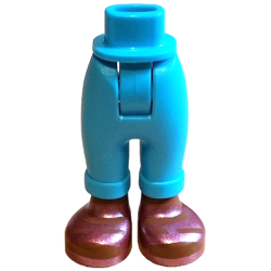 Mini Doll Hips and Trousers with Back Pockets and Cuffs with Molded Medium Brown Ankles and Feet and Printed Metallic Pink Sandals Pattern - Thick Hinge