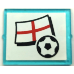 Glass for Window 1 x 4 x 3 with Flag of England and Soccer Ball on White Background Pattern (Sticker) - Set 3405