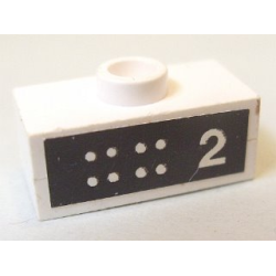 Stickered Assembly 2 x 1 x 2/3 with 8 Dots and Number 2 on Black Background Pattern (Sticker) - Set 6371 - 1 Plate 1 x 2, 1 Plate Modified 1 x 2 with 1 Stud