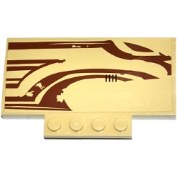 Slope, Curved 5 x 8 x 2/3 with 4 Studs with SW Wookiee Gunship Front Pattern Model Right Side (Sticker) - Set 75084 Slope, Curved 5 x 8 x 2/3 with 4 Studs with SW Wookiee Gunship Front Pattern Model Right Side (Sticker) - Set 75084