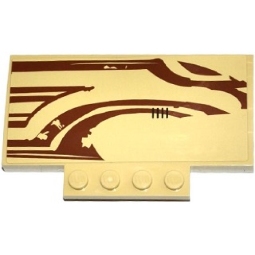 Деталь LEGO 15625pb008R Slope, Curved 5 x 8 x 2/3 with 4 Studs with SW Wookiee Gunship Front Pattern Model Right Side (Sticker) - Set 75084