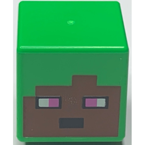 Деталь LEGO 19729pb053 Minifigure, Head, Modified Cube with Pixelated Reddish Brown Face, Black Mouth, and White and Dark Pink Eyes Pattern (Minecraft Baker)