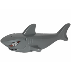 Shark with Rounded Nose and Debossed Gills with Metal Plate and Band on Left, Black Eye with White Pupil on Right Pattern