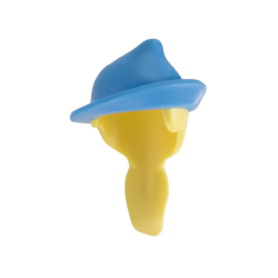 Minifigure, Hair Combo, Hair with Hat, Long Ponytail with Molded Medium Blue Tilted Hat with Brim Pattern Minifigure, Hair Combo, Hair with Hat, Long Ponytail with Molded Medium Blue Tilted Hat with Brim Pattern