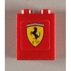 Brick 1 x 2 x 2 with Inside Axle Holder with Ferrari Logo Pattern (Sticker) - Set 8654 Brick 1 x 2 x 2 with Inside Axle Holder with Ferrari Logo Pattern (Sticker) - Set 8654