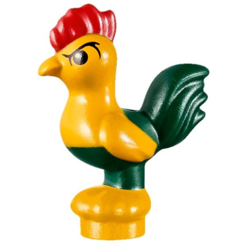 Деталь LEGO 28586pb01 Chicken, Moana with Round Base with Dark Green Tail Feathers Pattern (Heihei)