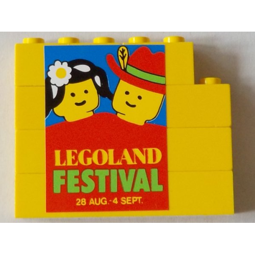 Деталь LEGO BA295pb01R Stickered Assembly 6 x 1 x 4 with 'LEGOLAND FESTIVAL' Pattern Model Right Side (Sticker) - Set 1592-2 - 1 Brick 1 x 2, 1 Brick 1 x 3, 3 Brick 1 x 6