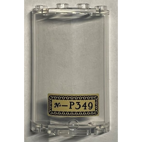 Деталь LEGO 85941pb021 Cylinder Half 2 x 4 x 5 with 1 x 2 Cutout with Black 'No-P349' Pattern (Sticker) - Set 76391