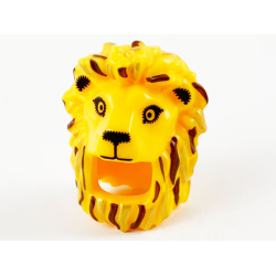 Minifigure, Headgear Head Cover, Costume Lion with Reddish Brown and Gold Mane Highlights and Black Facial Features Pattern Minifigure, Headgear Head Cover, Costume Lion with Reddish Brown and Gold Mane Highlights and Black Facial Features Pattern