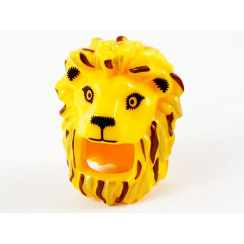 Деталь LEGO 68517pb01 Minifigure, Headgear Head Cover, Costume Lion with Reddish Brown and Gold Mane Highlights and Black Facial Features Pattern