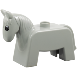 Duplo Horse Small with Black and White Eyes Pattern - Light Gray